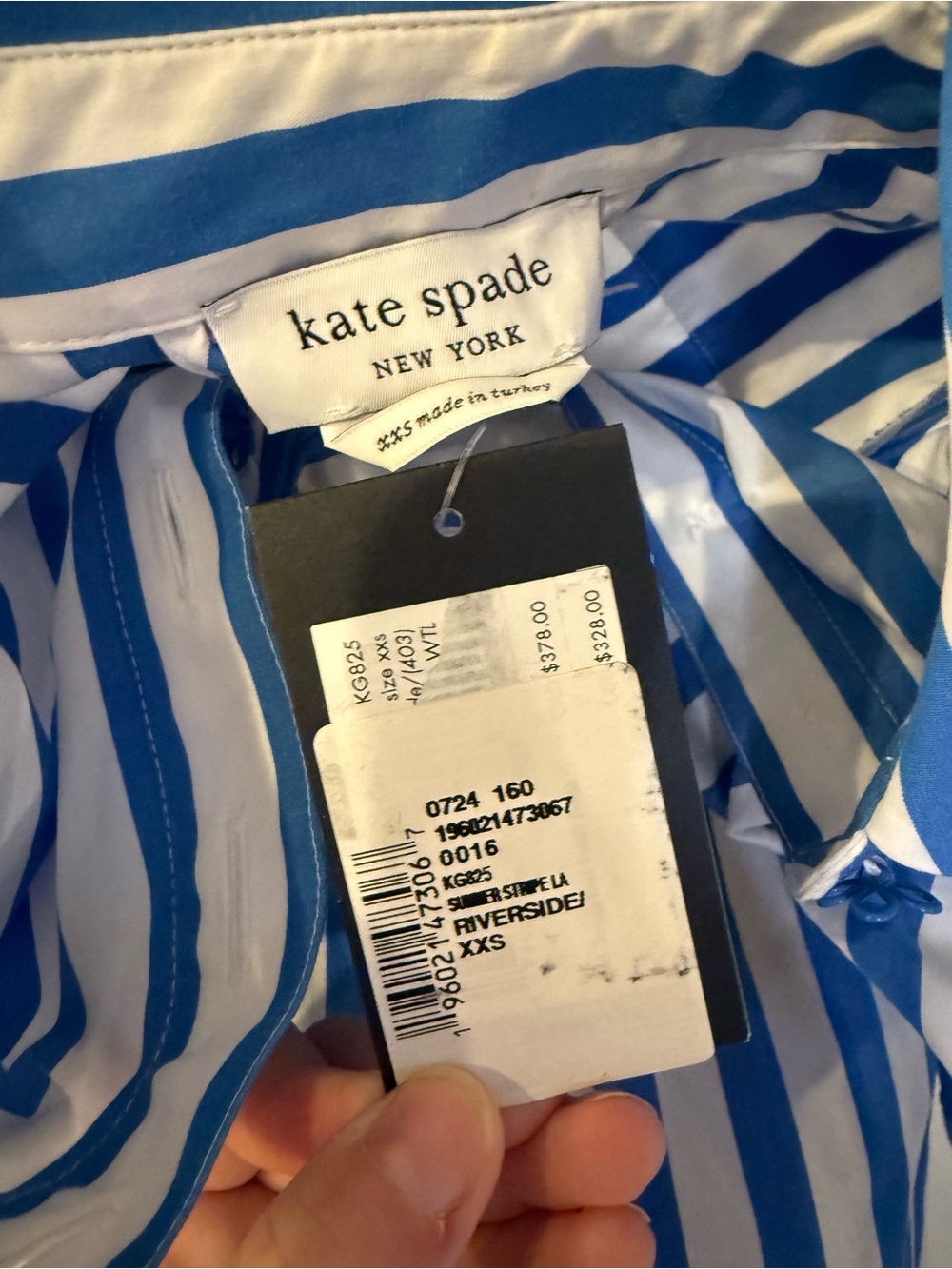 NWT Kate Spade Summer Stripe Riverside Dress Size XXS - Picture 7 of 7